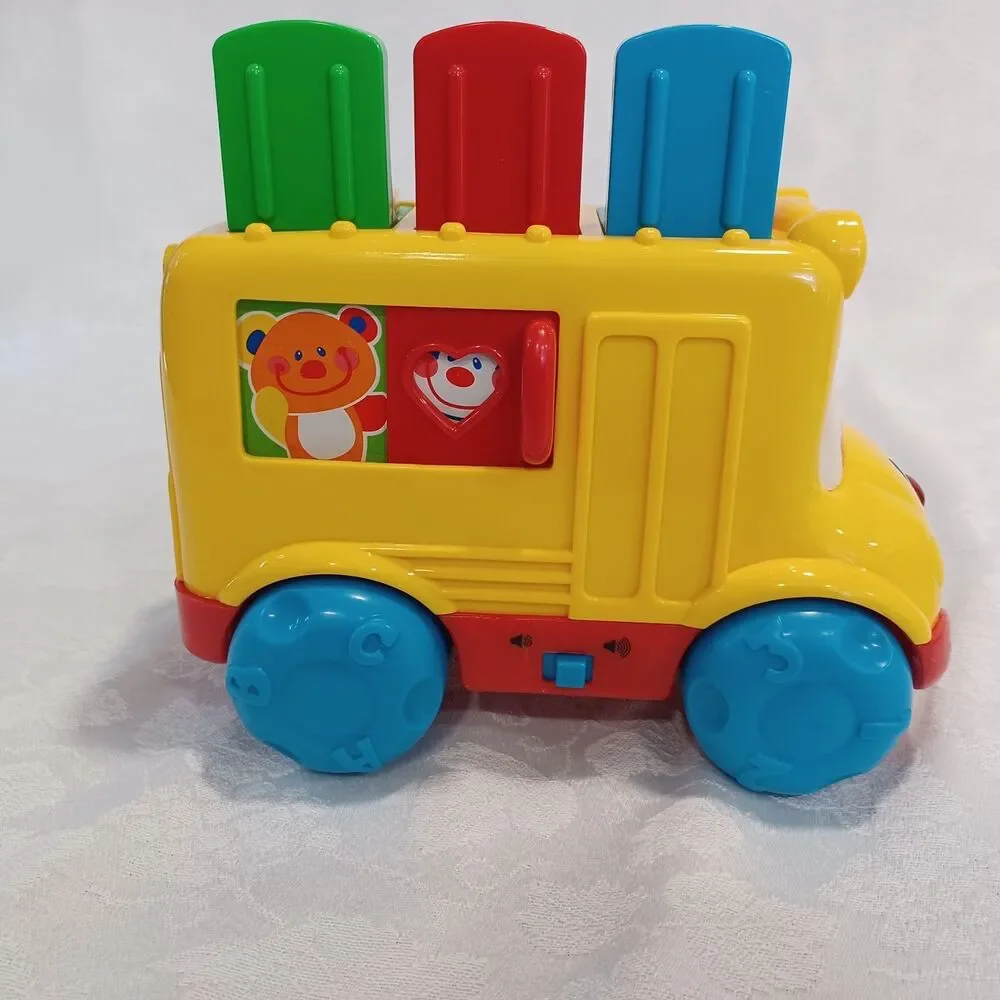 FISHER PRICE BABY SMARTRONICS NURSERY BUS POPPIN PALS TOY - WORKS - VINTAGE 1999